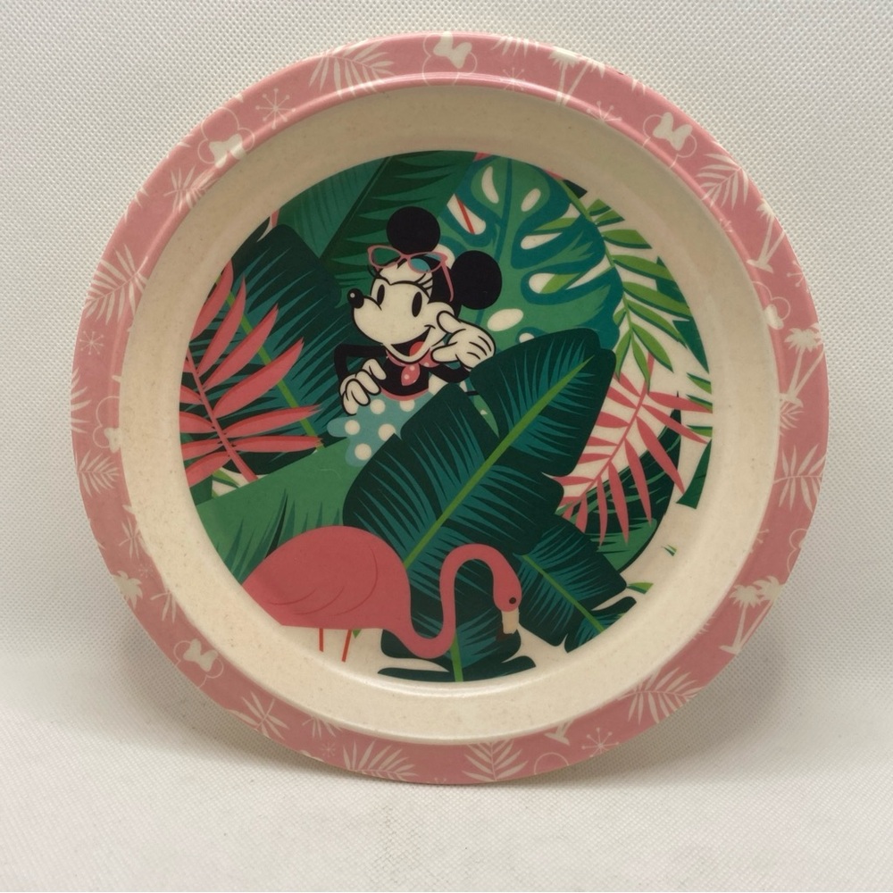 Disney Minnie Mouse Pink and Green Tropical Melamine Plate